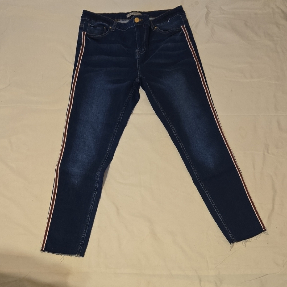 Women's Blue Jeans with Red Stripe